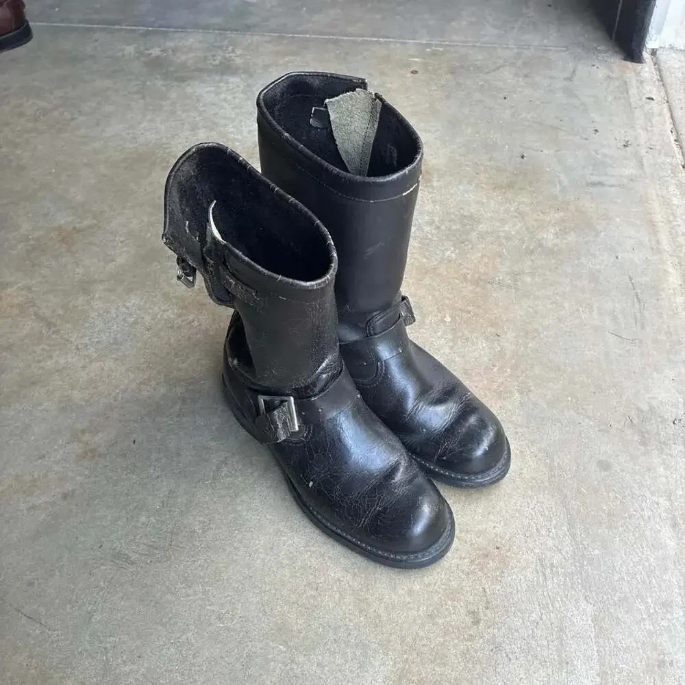 Georgia Boot 769 Vintage Black Leather Engineer Boots Size 7.5